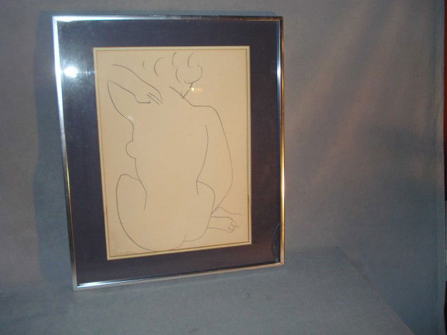 Pencil sketch: While it is certain this "Matisse" drawing is not authentic, it nevertheless seems to capture some of the essential beauty of this master's control of a minimalist line wandering "just right" across t