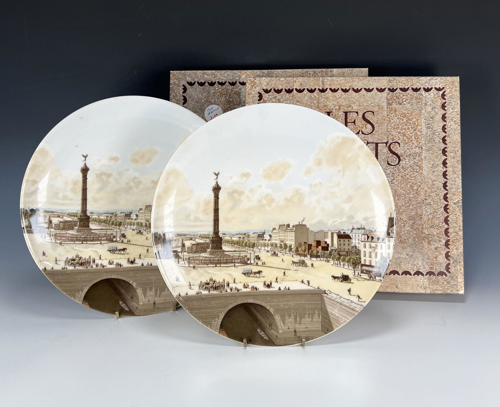 TWO LES PONTS DE PARIS PLATES IN BOX (1 of 5)