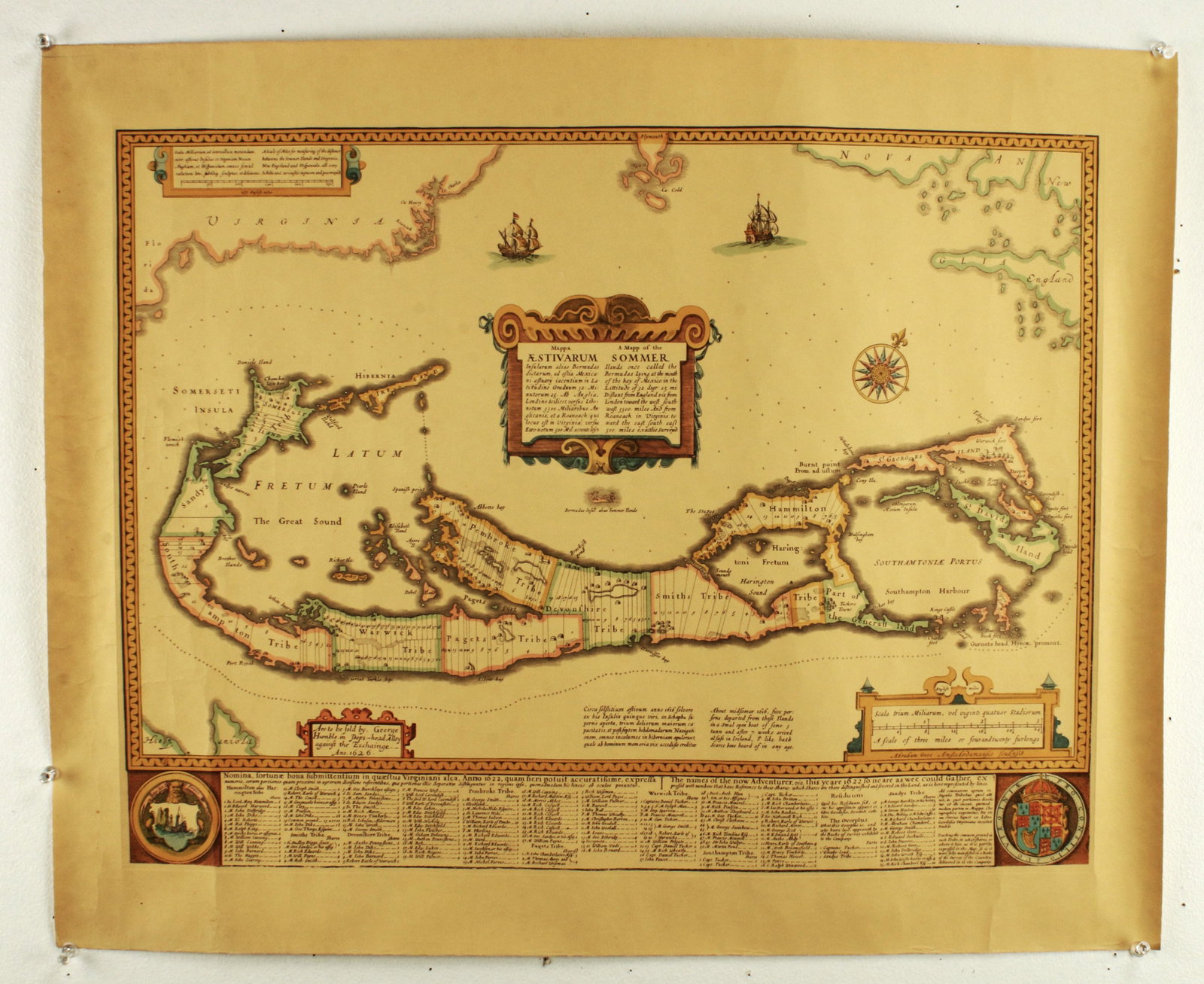 REPRODUCTION OF 1626 MAP OF BERMUDA: REPRODUCTION OF 1626 MAP OF BERMUDA Reproduction of a map of Bermuda from 1626 24" X 19 1/4" Shipping: