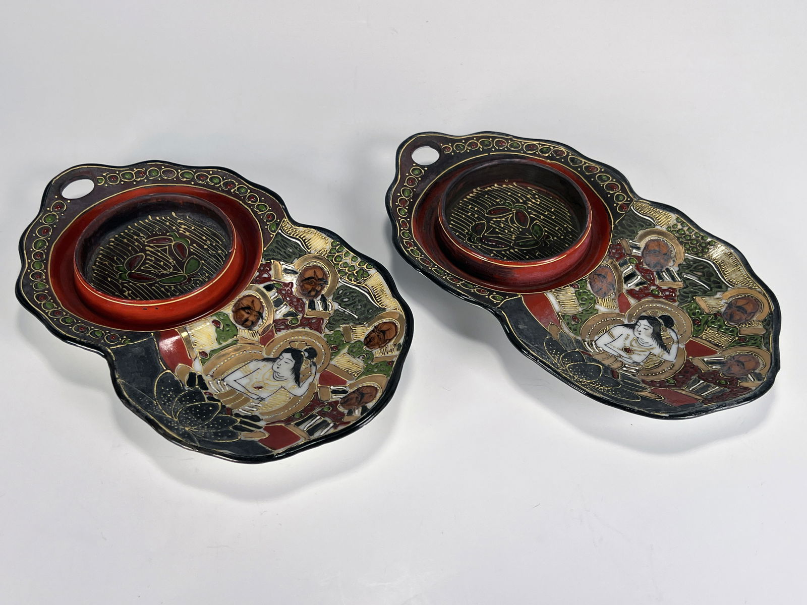 PAIR JAPANESE SATSUMA PORCELAIN INK STONES (1 of 7)