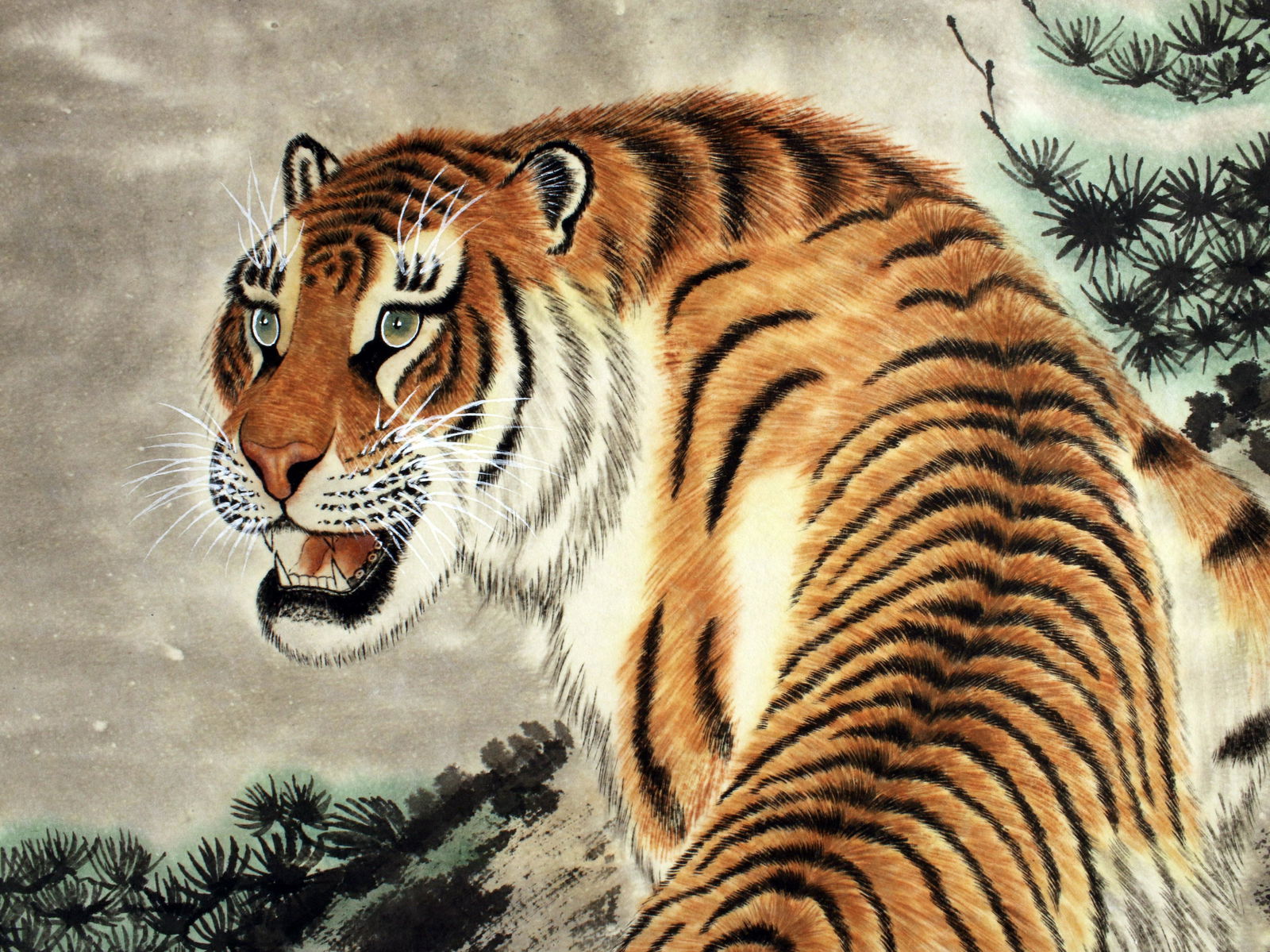 CHINESE SCROLL OF TIGER ON A CLIFF (1 of 5)