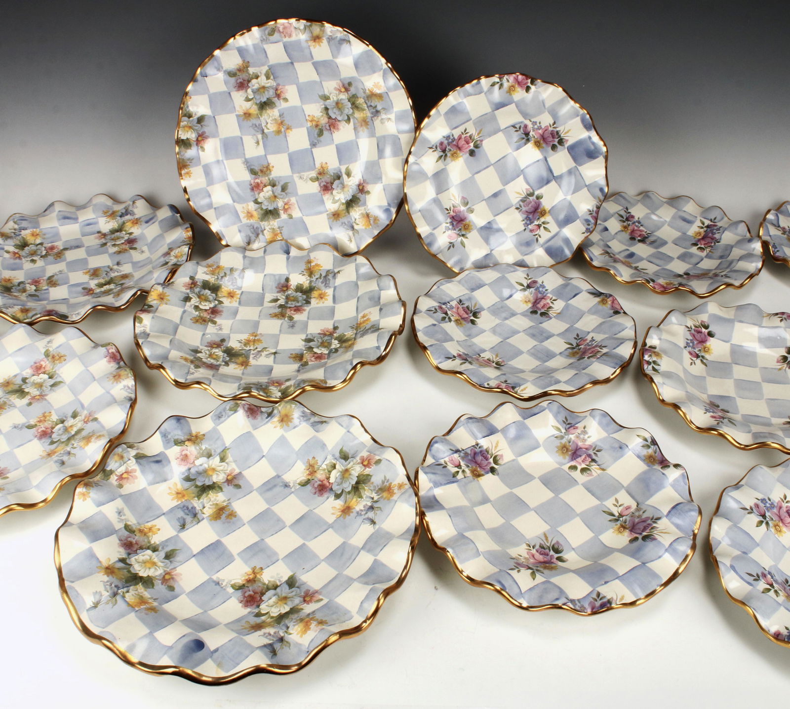 MACKENZIE CHILD MORNING GLORY DINNER & DESSERT PLATES (1 of 5)