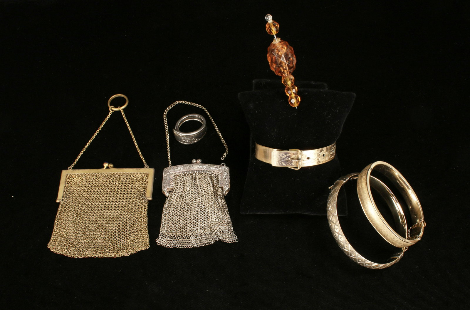 VINTAGE & ANTIQUE VICTORIAN BRACELETS & MESH EVENING CHATELAINE PURSES (1 of 10)