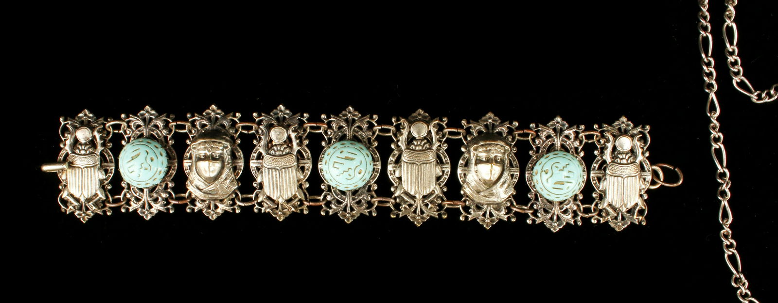 EGYPTIAN REVIVAL BRACELET & CHAIN NECKLACE (1 of 6)
