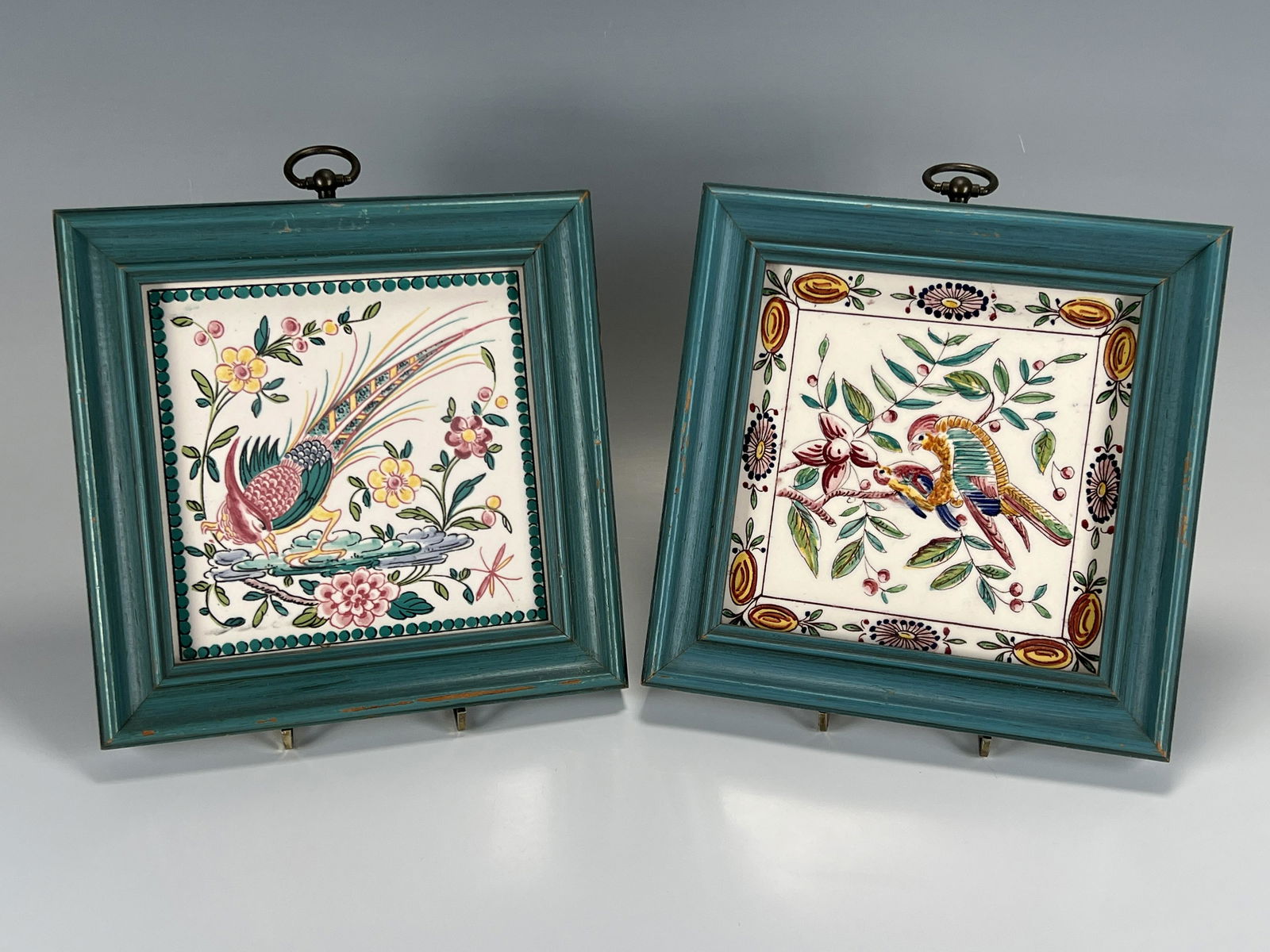 TWO HAND PAINTED BIRD TILES MADE IN PORTUGAL (1 of 6)