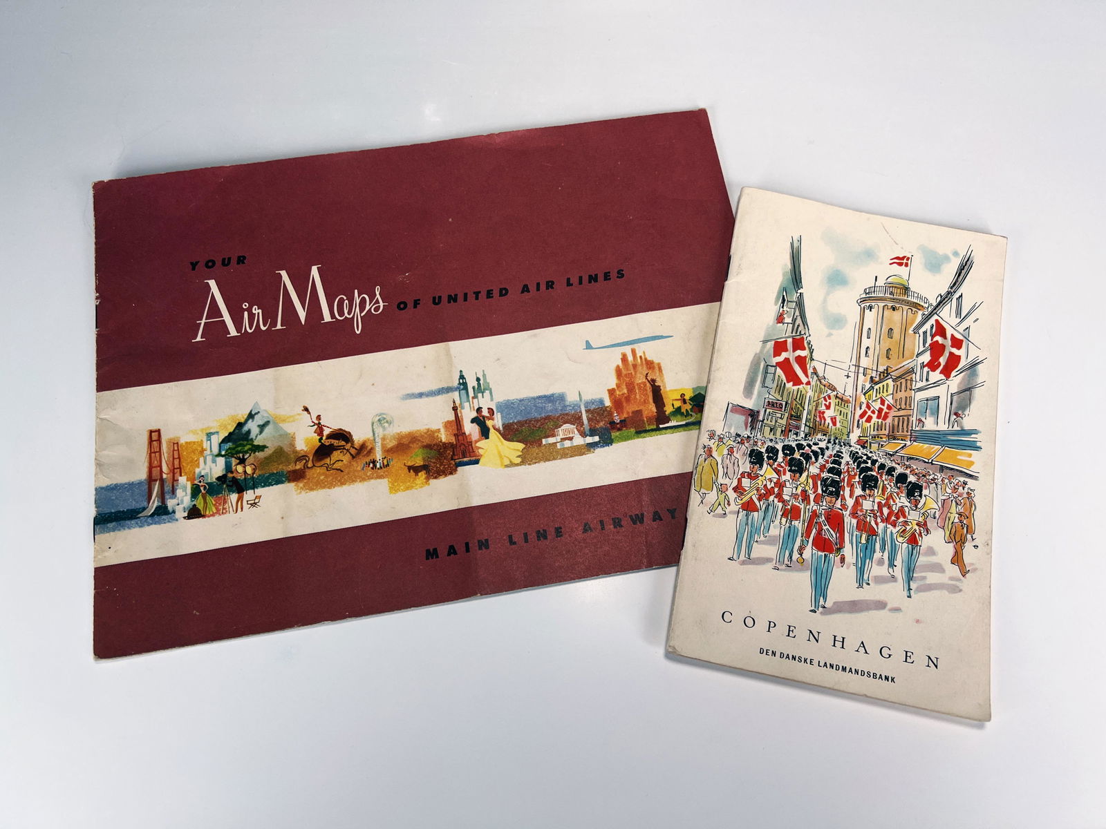 VINTAGE UNITED AIR LINES AIR MAP & COPENHAGEN MAP (1 of 9)