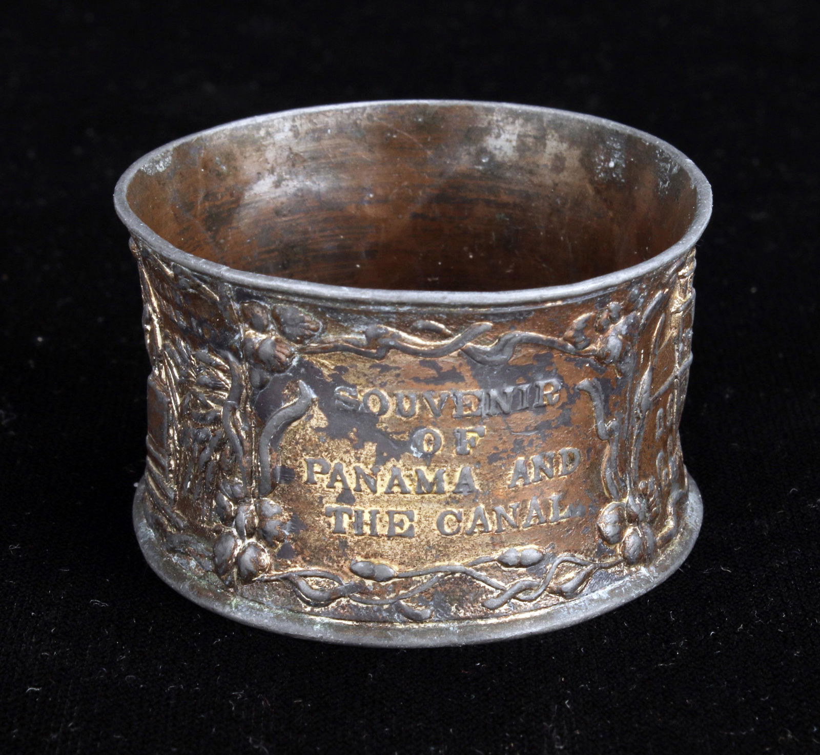 COMPLETION OF PANAMA CANAL SOUVENIR NAPKIN RING: COMPLETION OF PANAMA CANAL SOUVENIR NAPKIN RING Silver plated. 2" Shipping: Shipping and handling in t