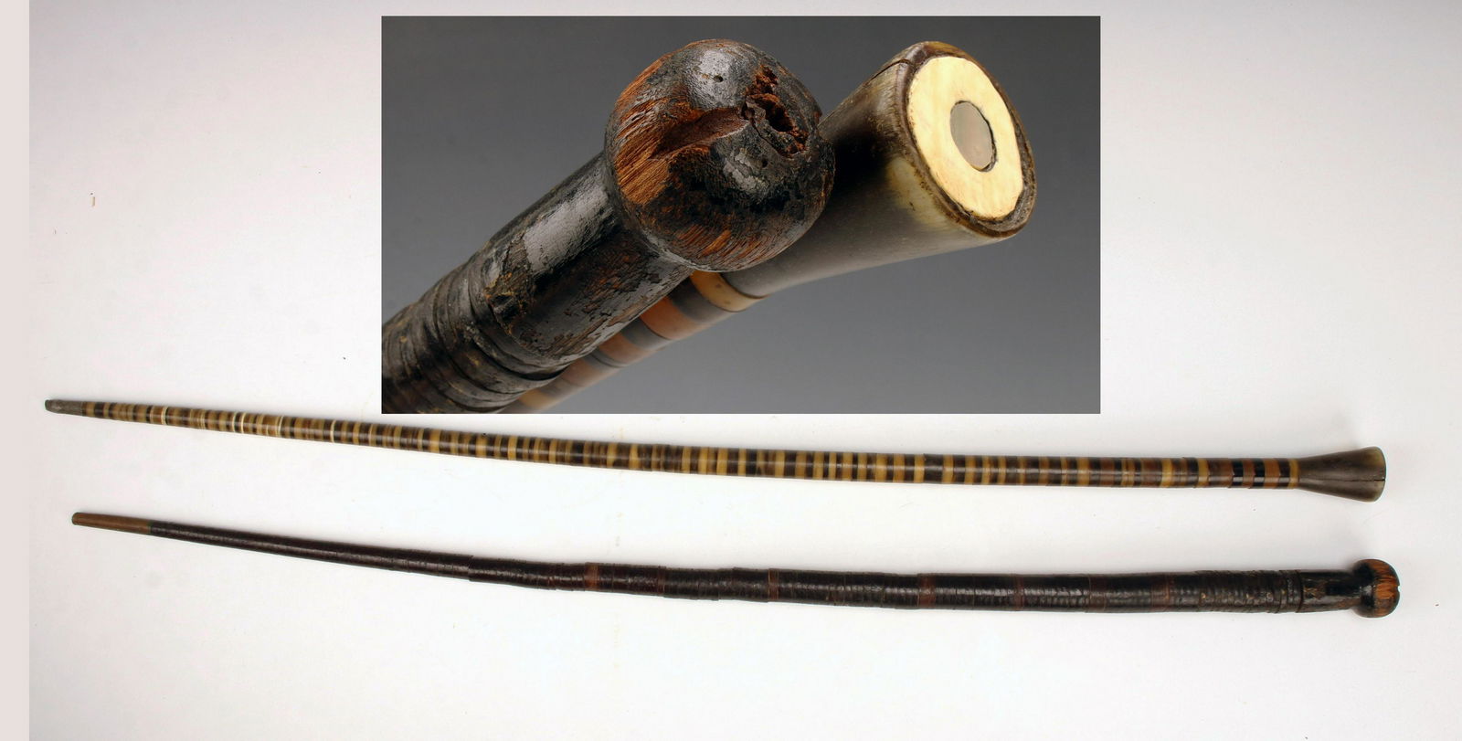 2 ANTIQUE YANKEE WHALER BALEEN WALKING STICKS (1 of 7)