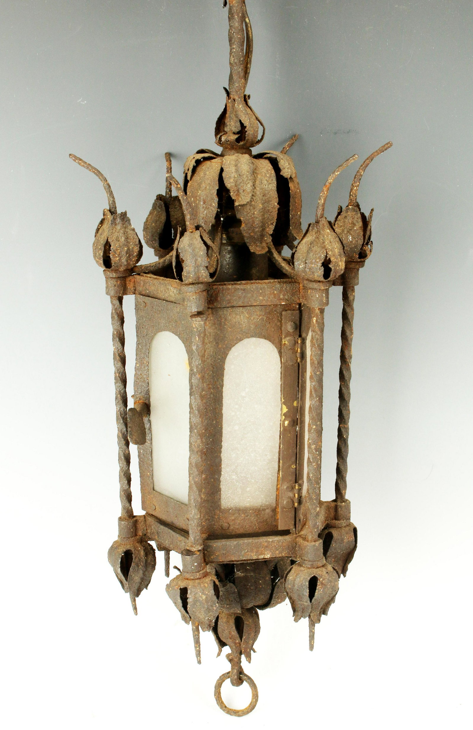ANTIQUE WROUGHT IRON GOTHIC REVIVAL PENDANT LIGHT (1 of 4)