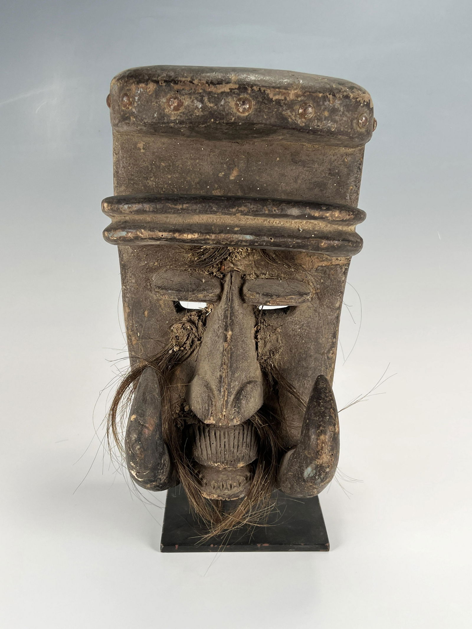 AFRICAN MASK WITH HAIR ON STAND (1 of 9)