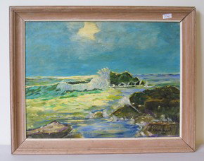 Oil Seascape Signed Edgar Payne: An oil on board seascape, signed lower right "Edgar Payne, 1930".