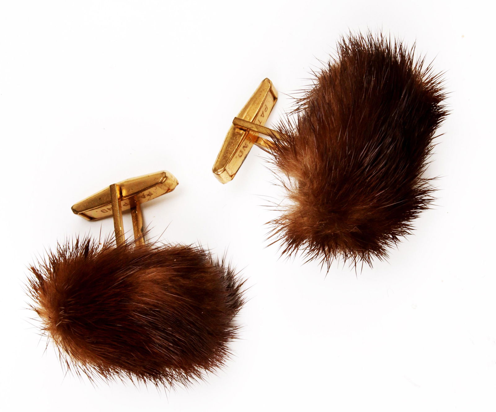 VINTAGE MINK CUFFLINKS: VINTAGE MINK CUFFLINKS Adorable vintage mink cufflinks with gold tone wing backs. Shipping: Shipping and handling in the continental U