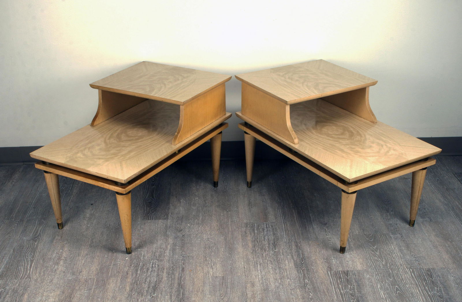 TWO MCM WOOD & LAMINATE END TABLES (1 of 6)