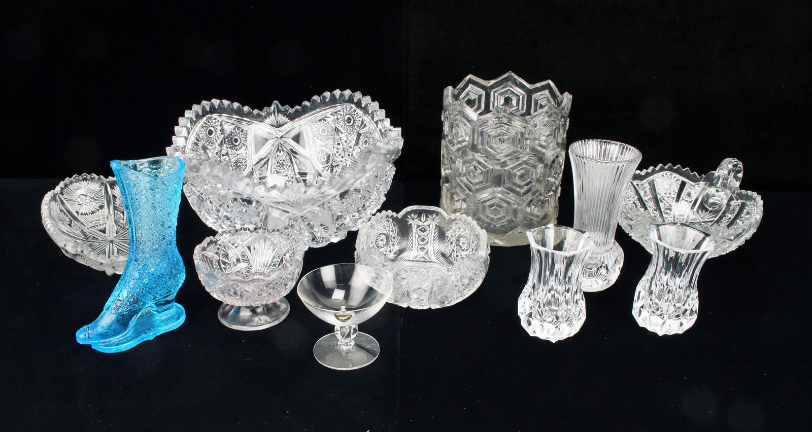 ASSORTED GLASS & CRYSTAL VASES BOWLS (1 of 7)
