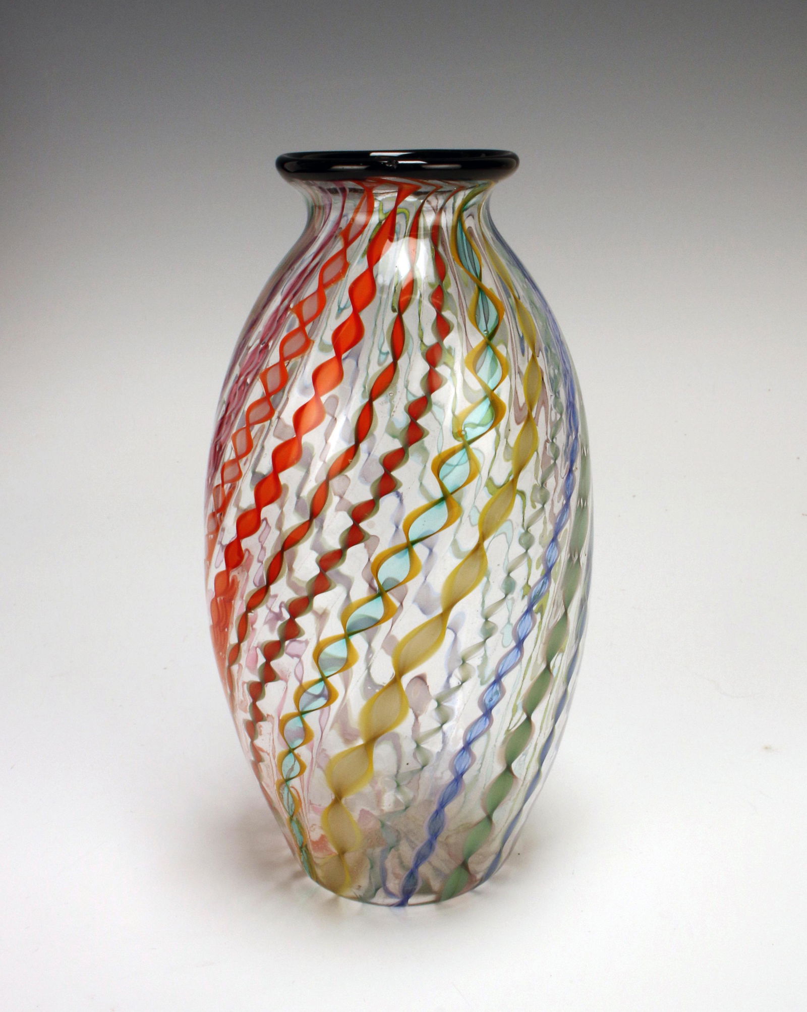 BLOWN GLASS CANEWORK VASE & OTHER DECORATIVE ITEMS (1 of 7)