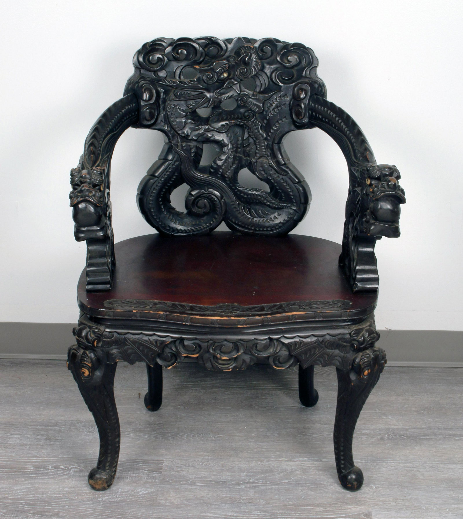 CARVED CHINESE DRAGON CHAIR (1 of 5)
