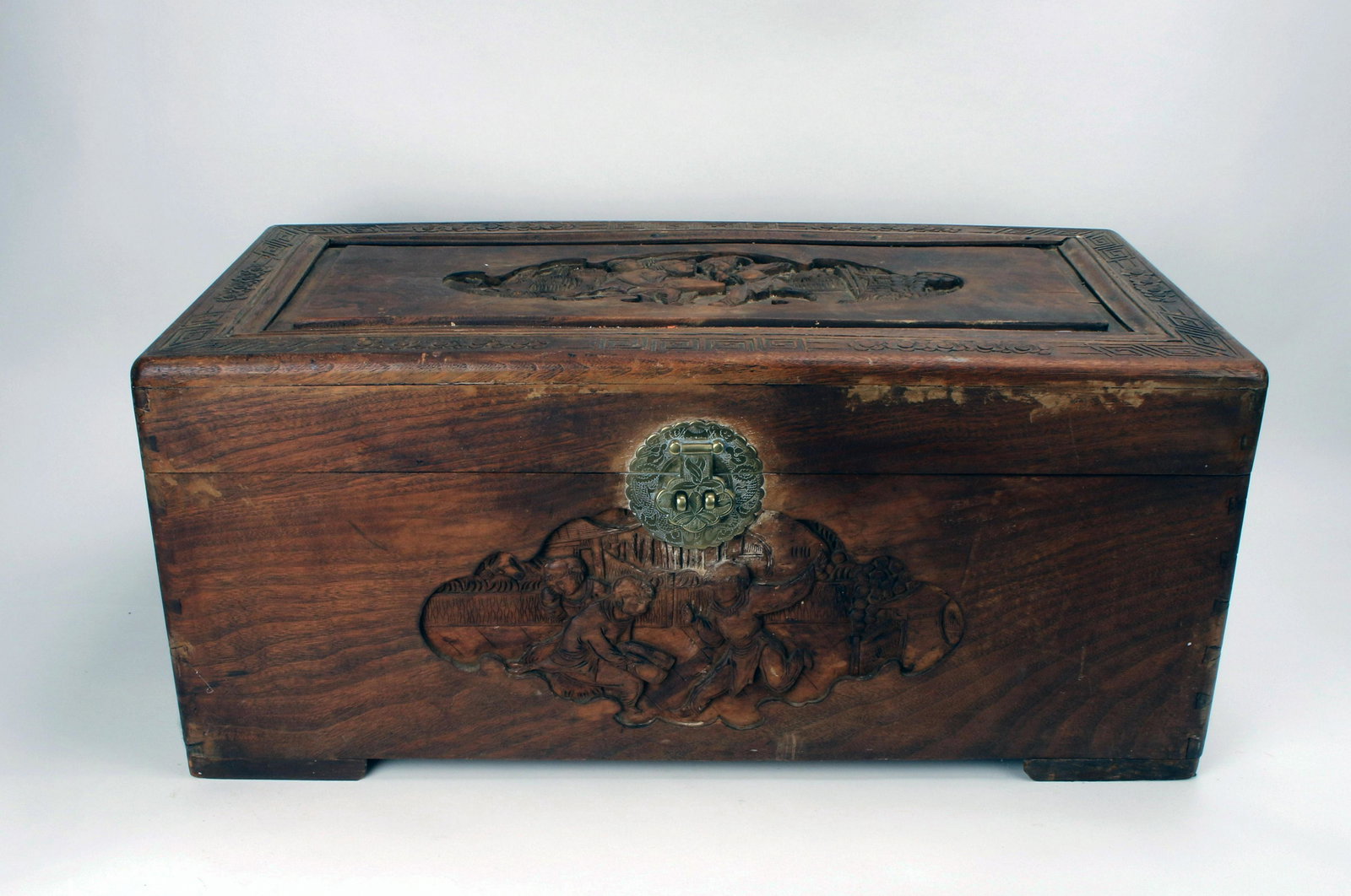 LARGE CHINESE CARVED WOODEN CHEST (1 of 7)