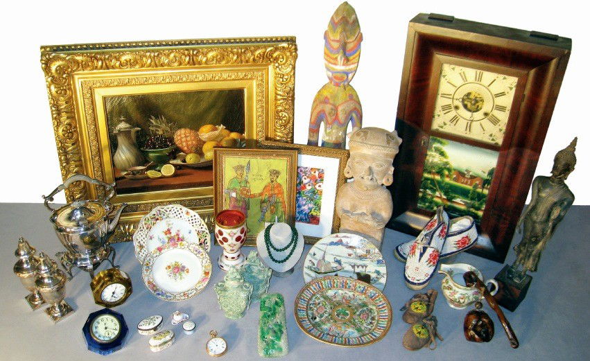 Carved Wood Image Attributed To New Guinea: Early, simple carving of native man of New Guinea decorated in colors of red, blue, and yellow. Stands 27" high. Together with two other African masks.