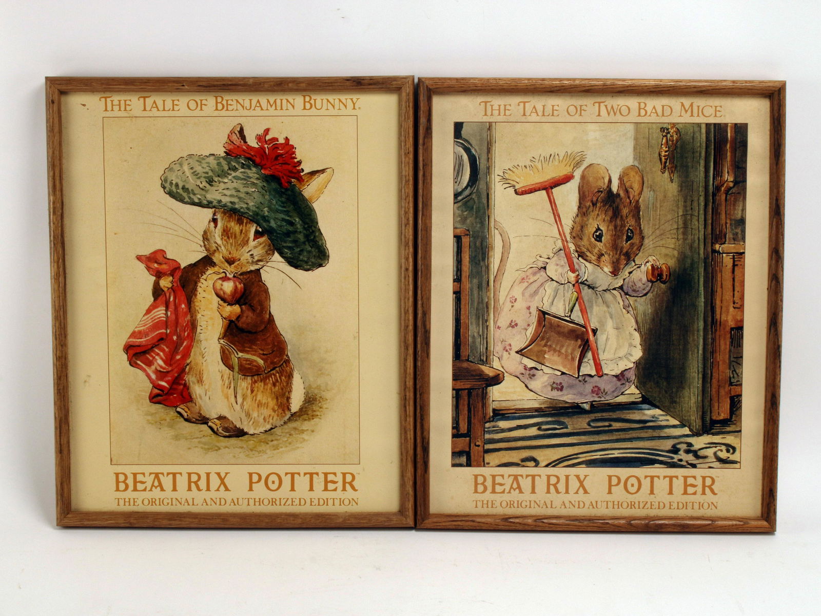 TWO CLASSIC BEATRIX POTTER FRAMED IMAGES: TWO CLASSIC BEATRIX POTTER FRAMED IMAGES The Tale of Benjamin Bunny and The Tale of Two Bad Mice. 17" X 21" Shipping: