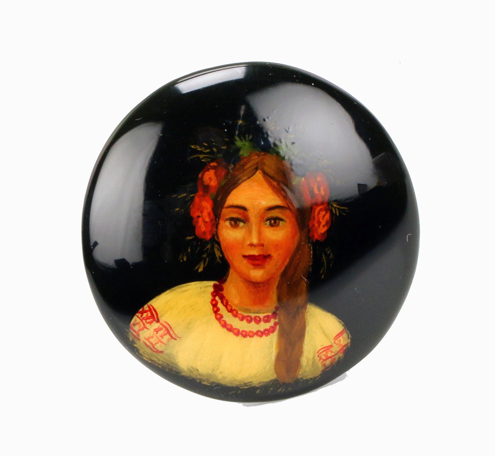 HAND PAINTED UKRAINIAN PORTRAIT PIN (1 of 2)