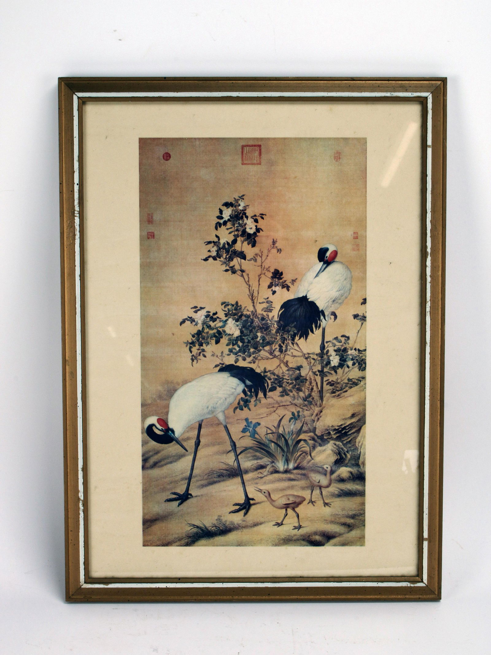FRAMED CHINESE CRANE SCROLL (1 of 4)