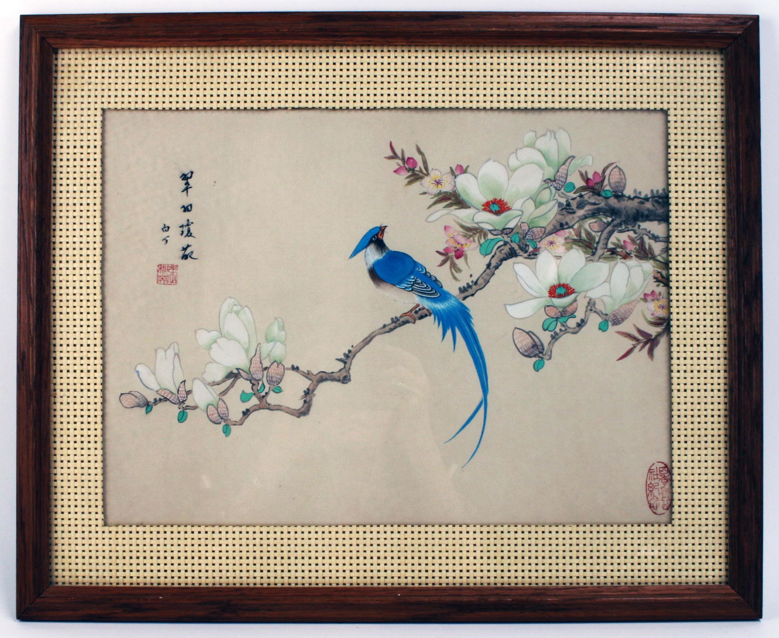 FRAMED CHINESE GARDEN WITH BIRD PRINT (1 of 1)