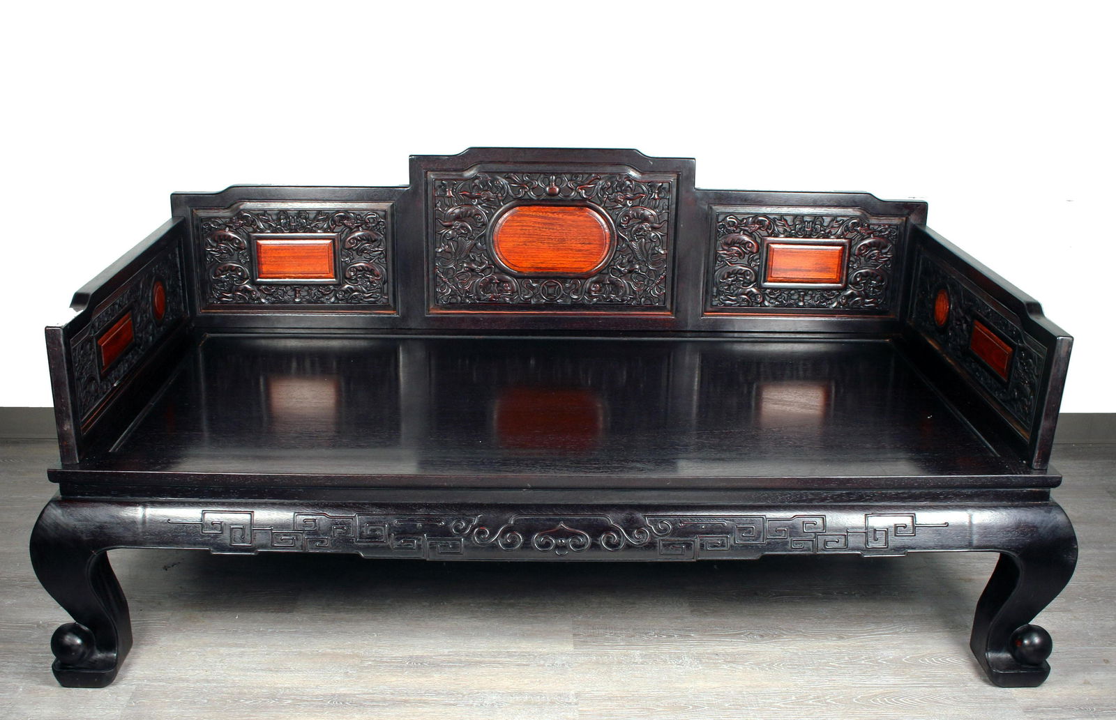 CHINESE CARVED ZITAN DAY BED (1 of 9)