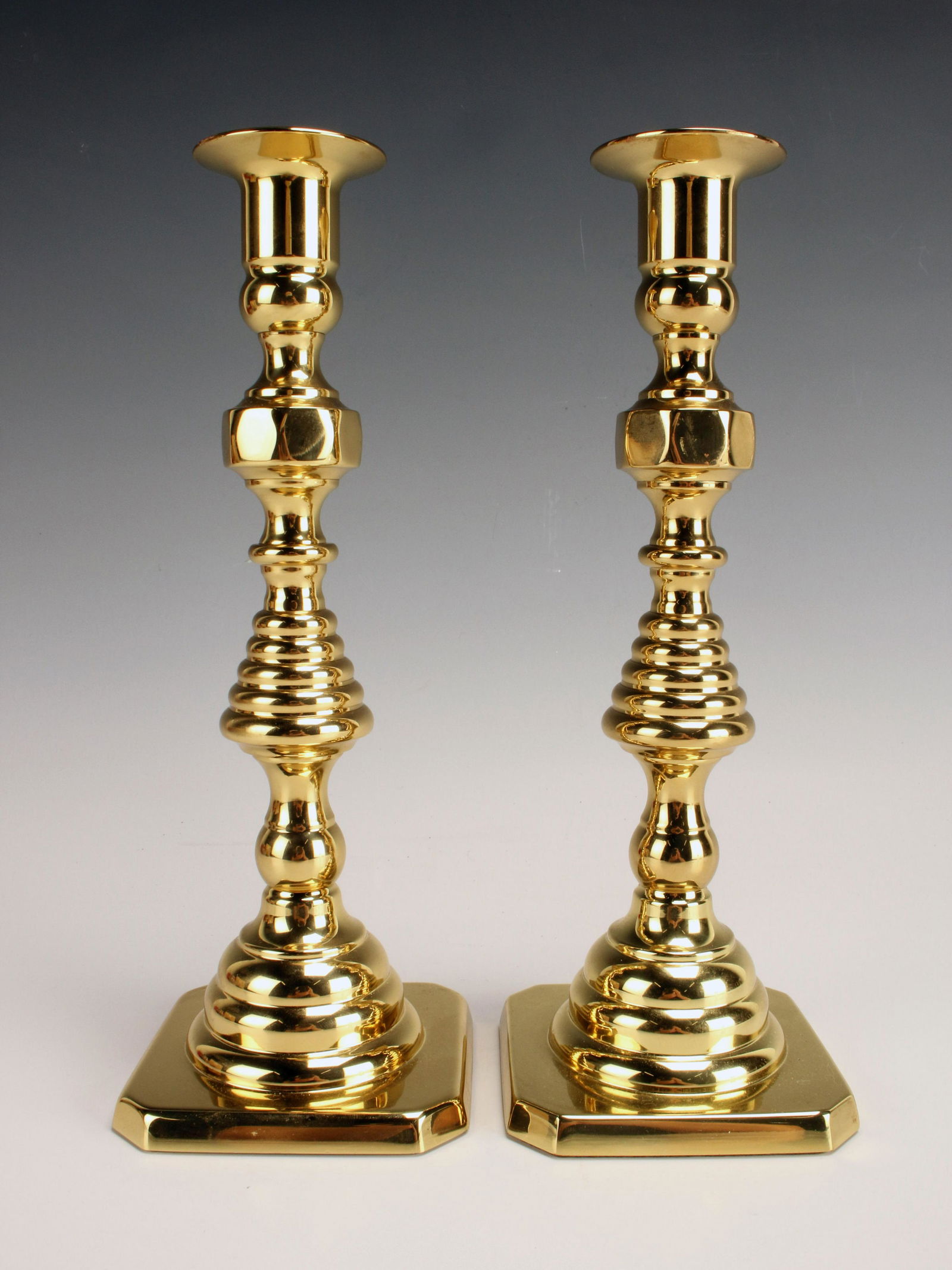 PAIR BALDWIN BRASS CANDLESTICKS (1 of 6)