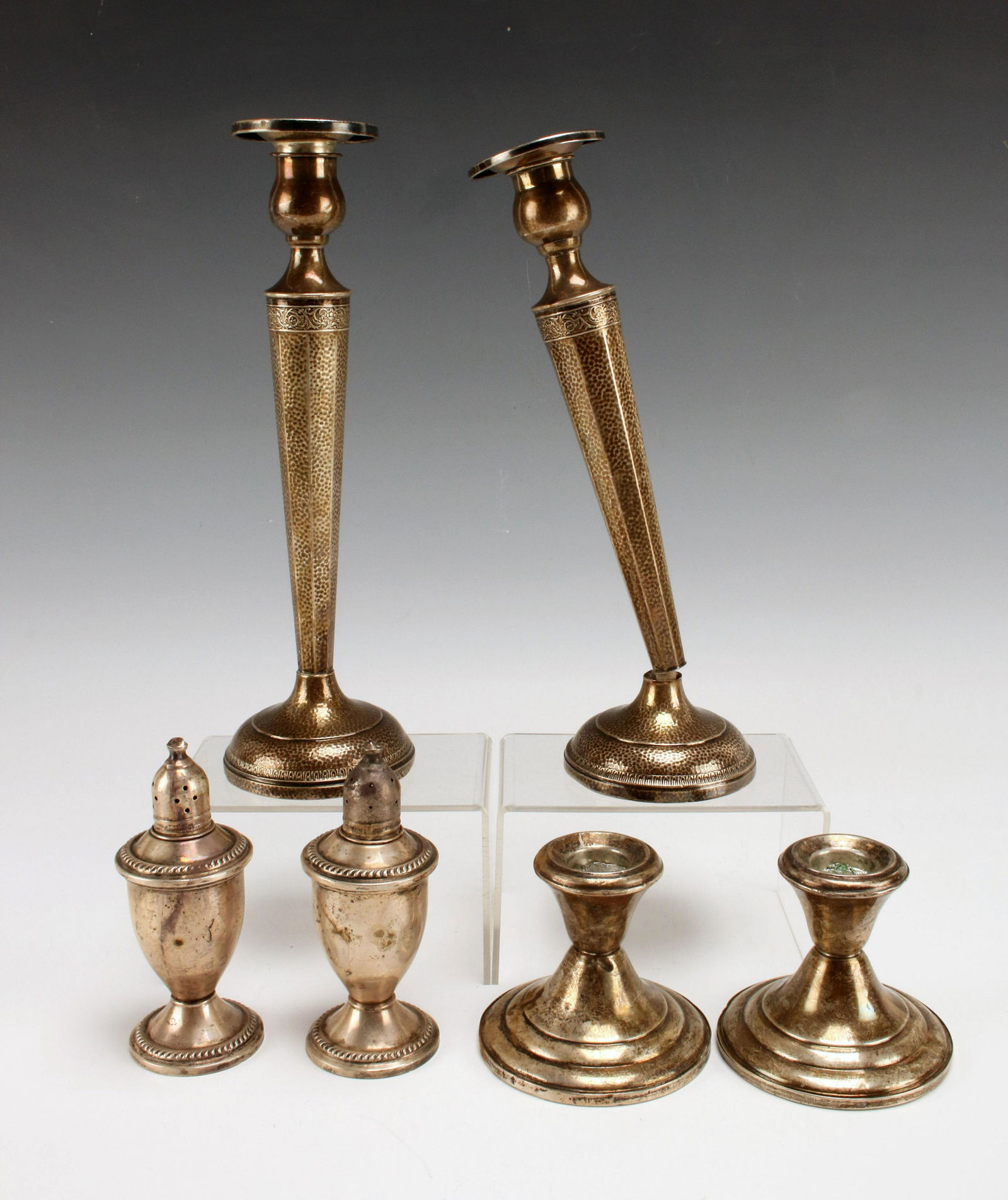 WEIGHTED STERLING LOT OF CANDLESTICKS SALT & PEPPER (1 of 7)