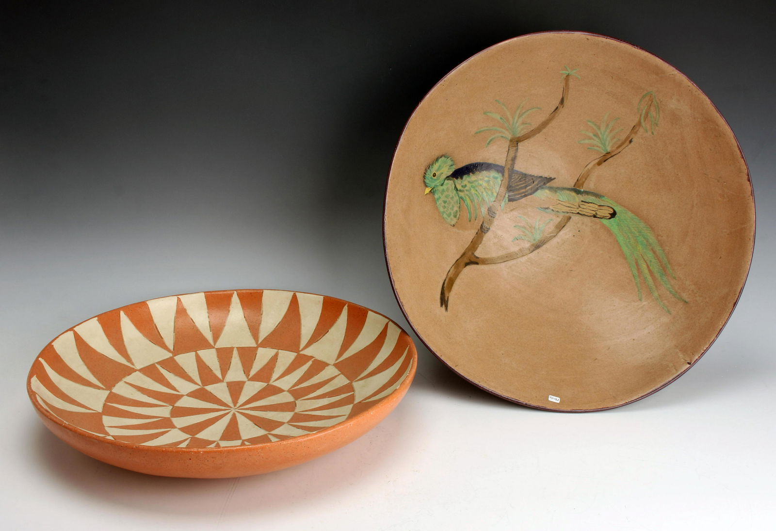 TWO LARGE ART POTTERY BOWLS (1 of 6)
