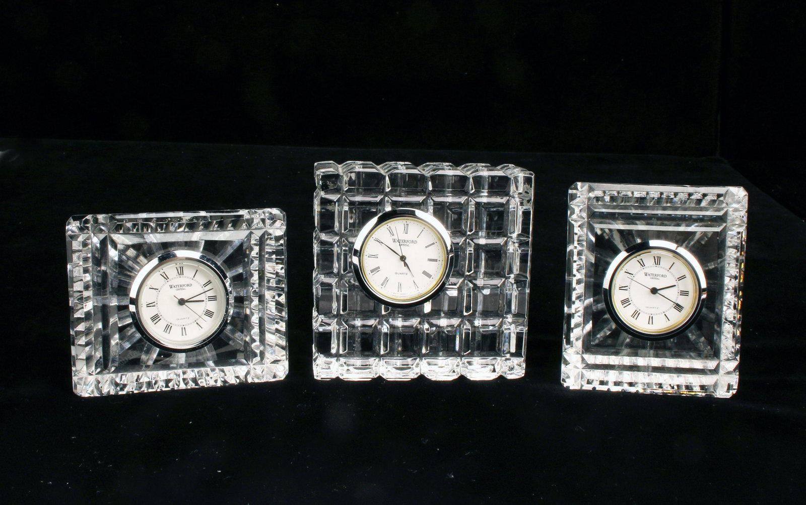 THREE WATERFORD CRYSTAL CLOCKS (1 of 4)
