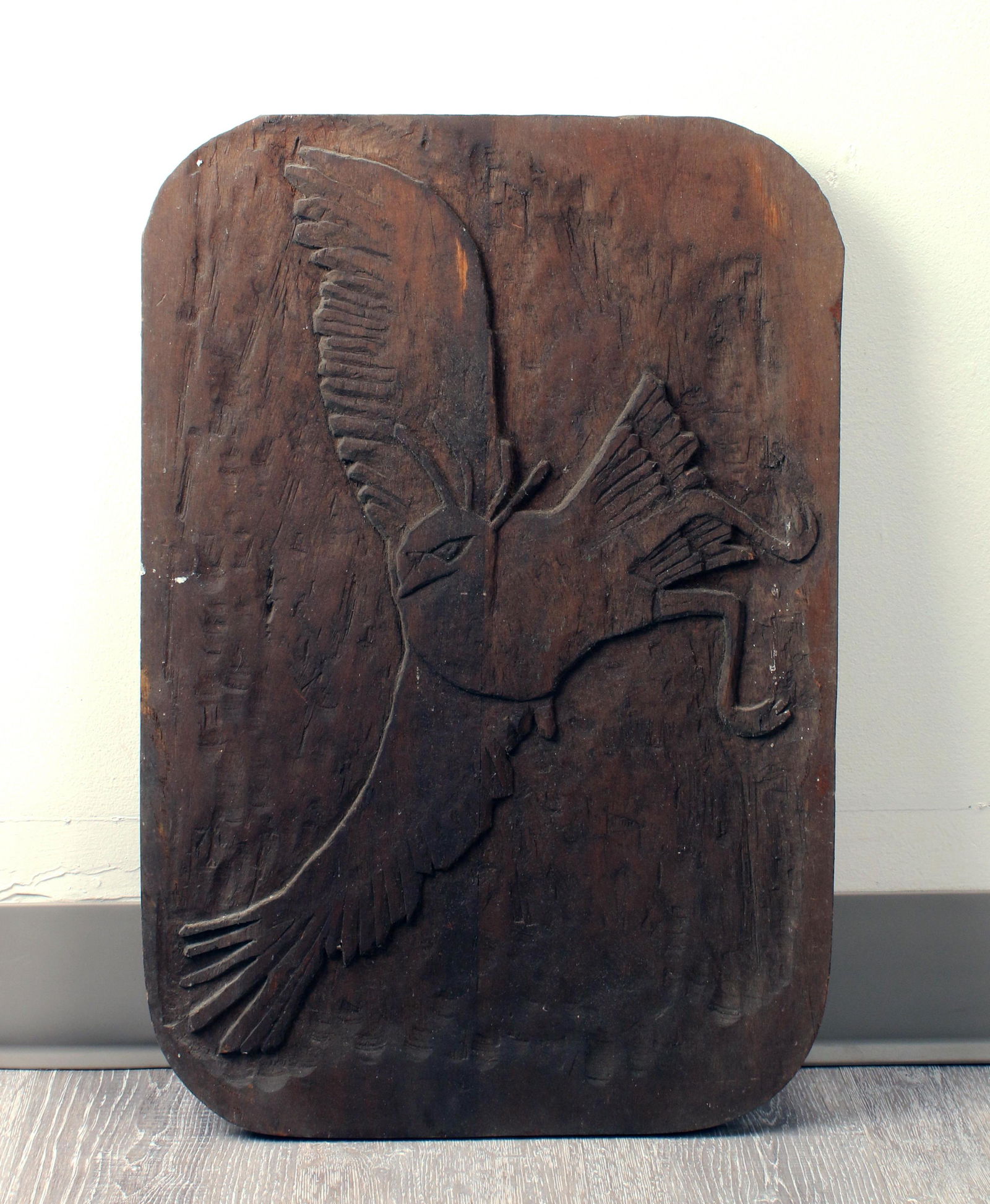 UNIQUE HAND CARVED WOODEN BIRD PANEL (1 of 4)