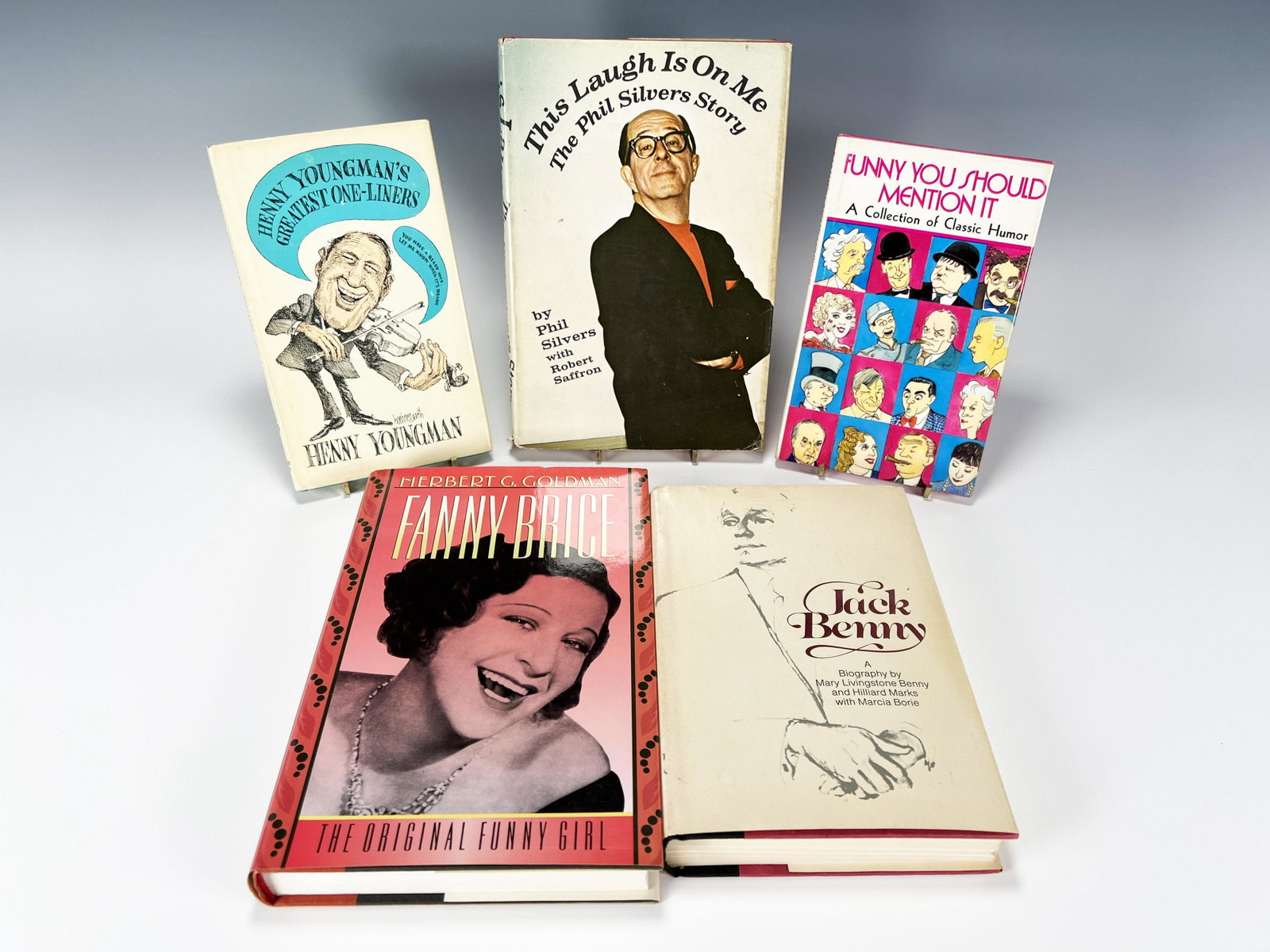 FIVE BOOKS ON OLD SCHOOL COMEDIANS: FIVE BOOKS ON OLD SCHOOL COMEDIANS Henny Youngman, Fanny Brice, Jack Benny, Phil Silvers, and more! 6 1/2" X 9 3/4" Shippin