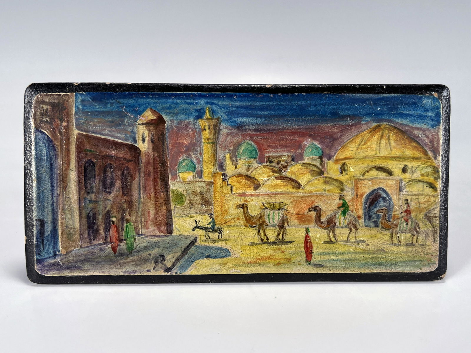 HAND PAINTED MIDDLE EASTERN MARKET SCENE (1 of 3)