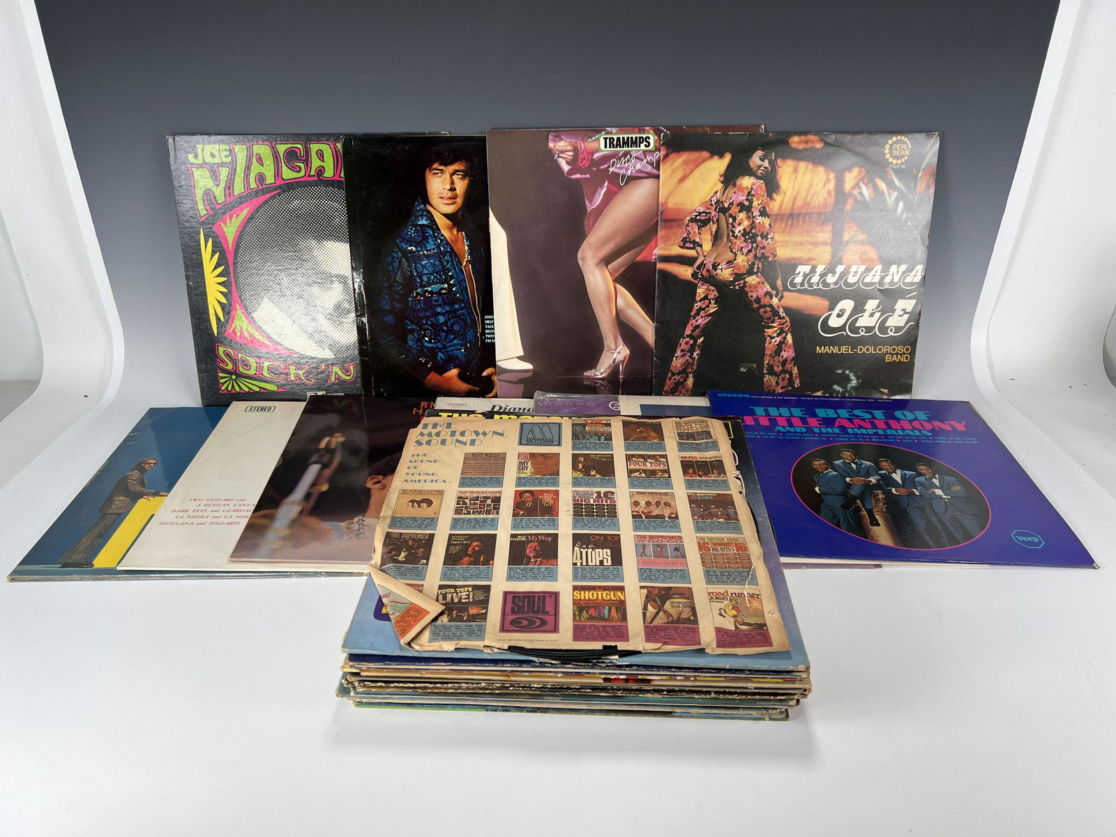 VINTAGE MOTOWN DISCO ROCK RECORDS: VINTAGE MOTOWN DISCO ROCK RECORDS The Trammps, Diana Ross & The Supremes, Richie Havens, Paul Anka, and more. 12 1/2" x 12 1/2"