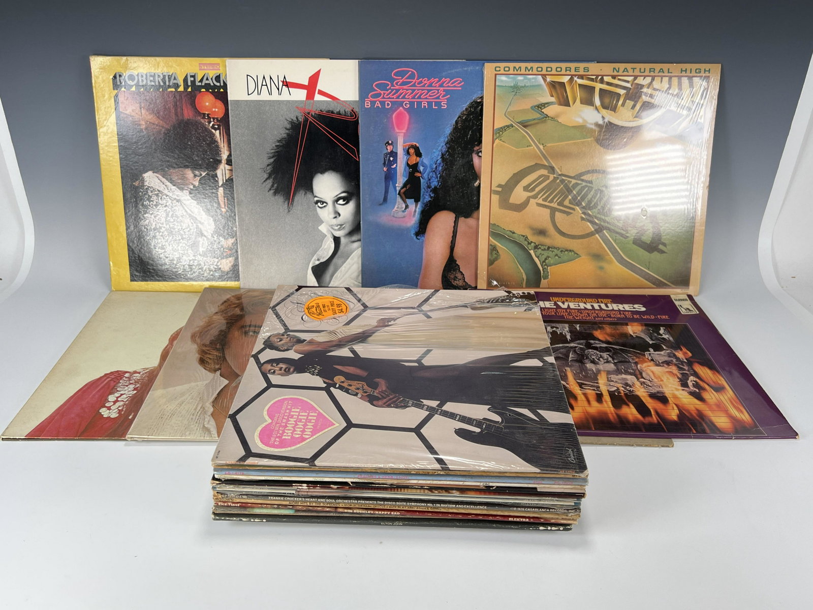 VINTAGE MOTOWN CONTEMPORARY ROCK RECORDS: VINTAGE MOTOWN CONTEMPORARY ROCK RECORDS Donna Summer, The Commodores, Barry Manilow, Roberta Flack, and more. 12 1/2" x 12 1/2"