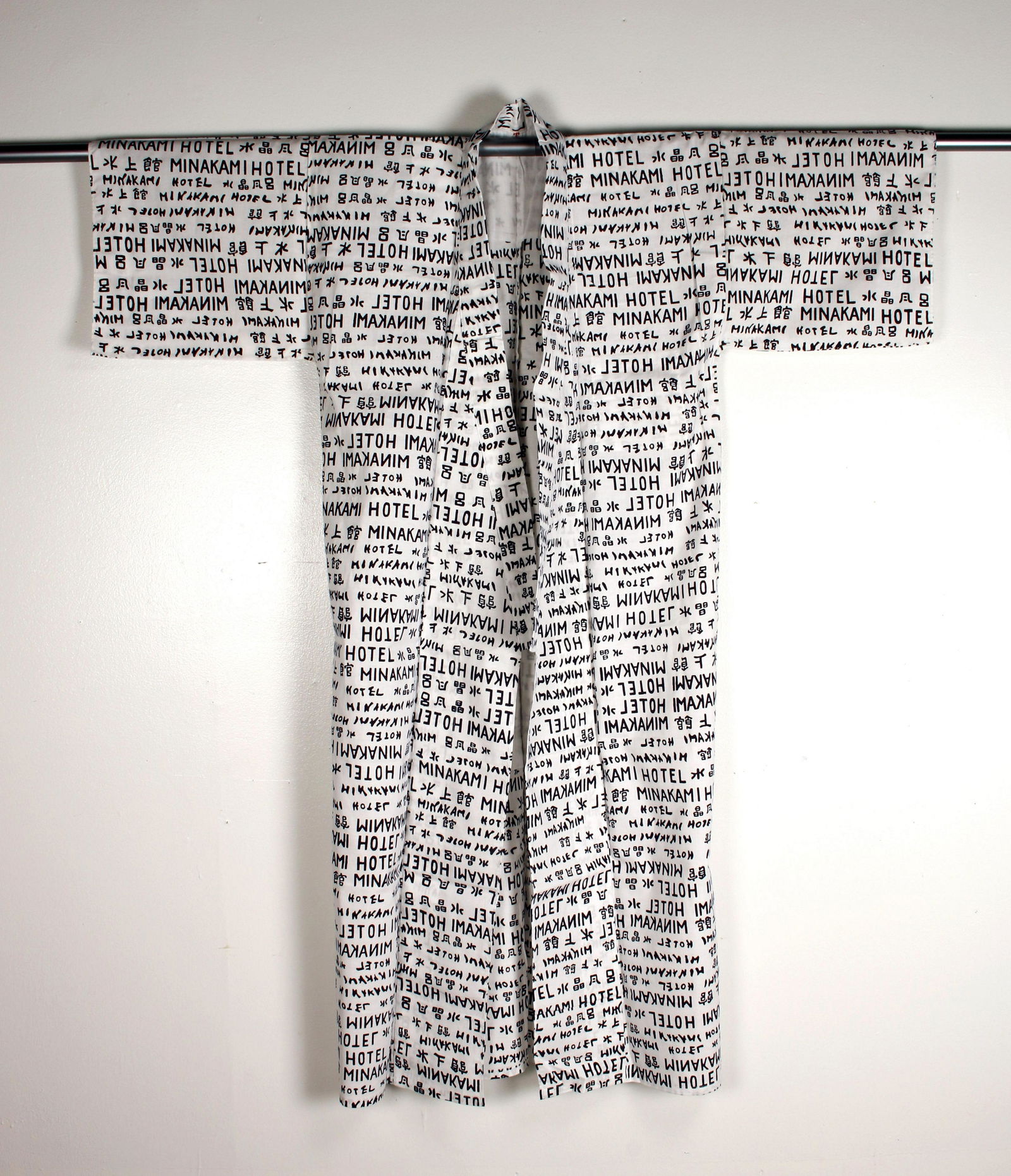 HOTEL MINAKAMI COTTON KIMONO: HOTEL MINAKAMI COTTON KIMONO An all over print of "Hotel Minakami". 50 x 58" Shipping: Shippi