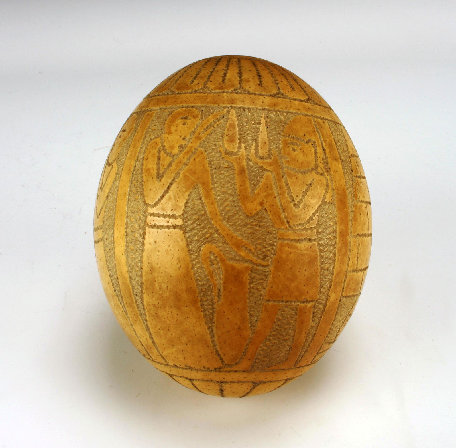 DELICATELY CARVED OSTRICH EGG EGYPTIAN MOTIF (1 of 4)