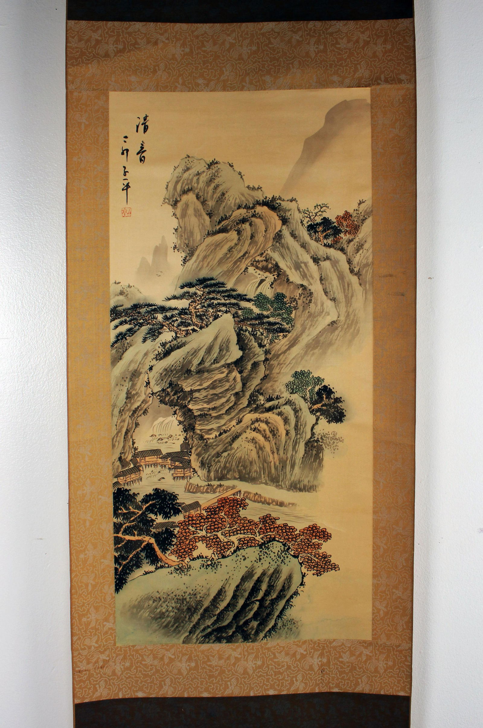 LANDSCAPE SCROLL MOUNTAINS, VILLAGE, WATERFALLS (1 of 6)