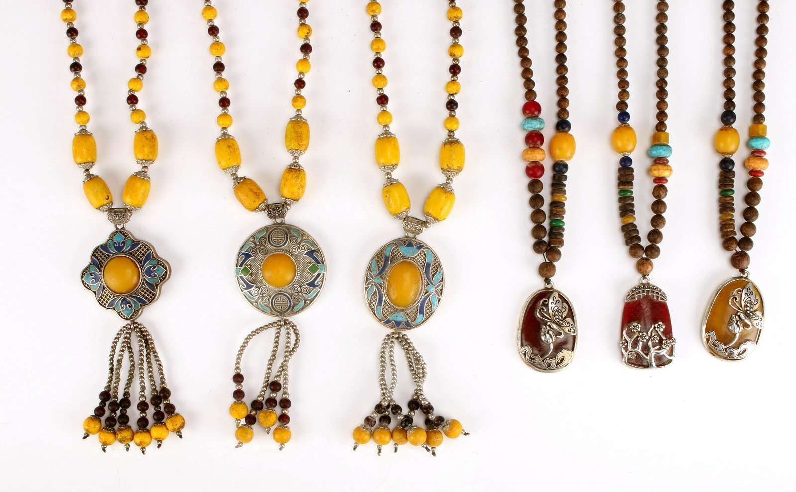 LOT OF 6 BEAD MALAS WITH PENDANTS NECKLACES (1 of 6)