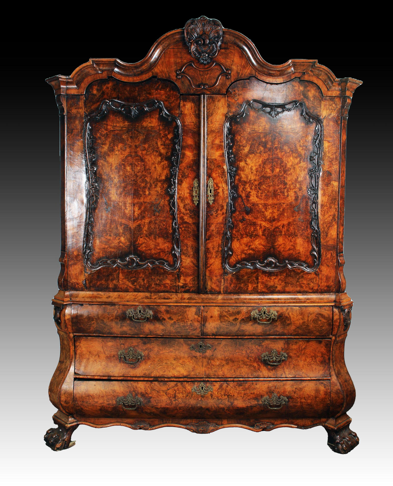 18TH C DUTCH BURL WOOD ARMOIRE CABINET (1 of 17)