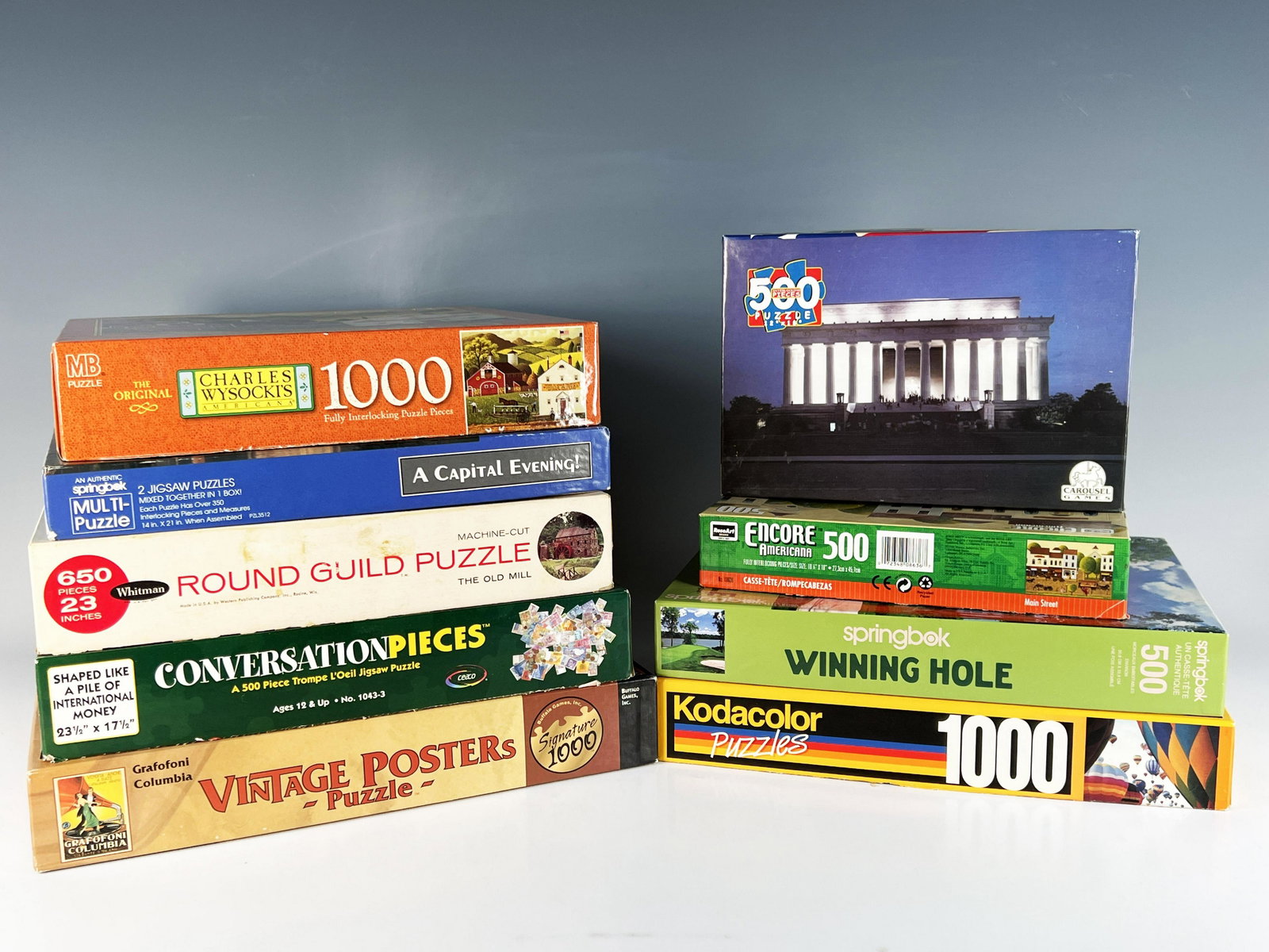 ASSORTED SUBJECT PUZZLES: ASSORTED SUBJECT PUZZLES Some boxes have wear. Pieces not counted. 12" x 12" Shipping: Shipping a