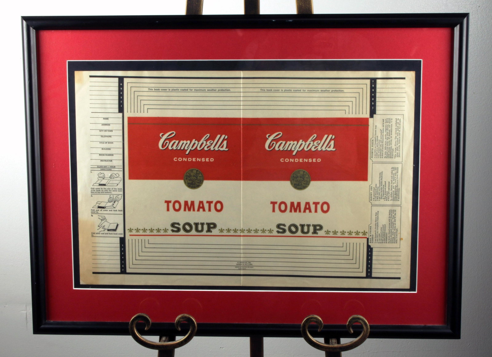 RARE VINTAGE CAMPBELLS TOMATO SOUP BOOK COVER: RARE VINTAGE CAMPBELLS TOMATO SOUP BOOK COVER Rare Vintage Campbells Tomato Soup Book Cover. Plenty of directions and even a recipe on the side! 26 x 19&quo