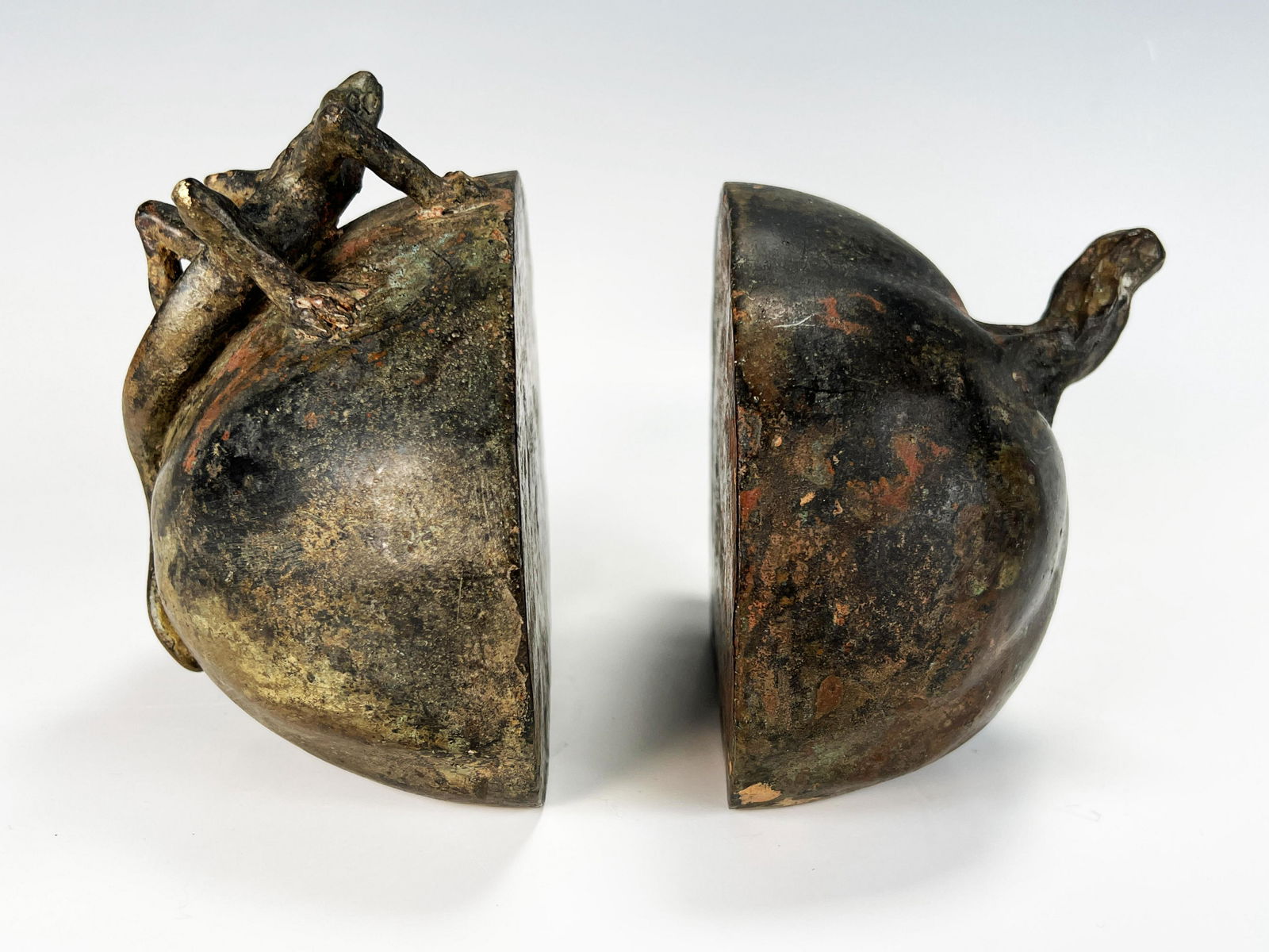 PAIR BRONZE LIZARD SCULPTURE BOOKENDS (1 of 6)