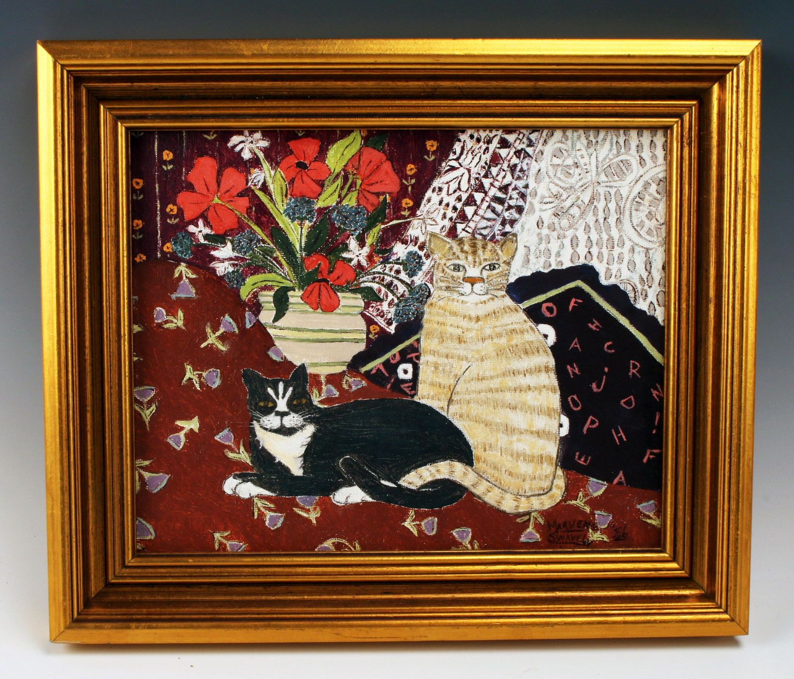 FOLK ART PAINTING OF CATS BY MARVENE SWAVELY (1 of 3)