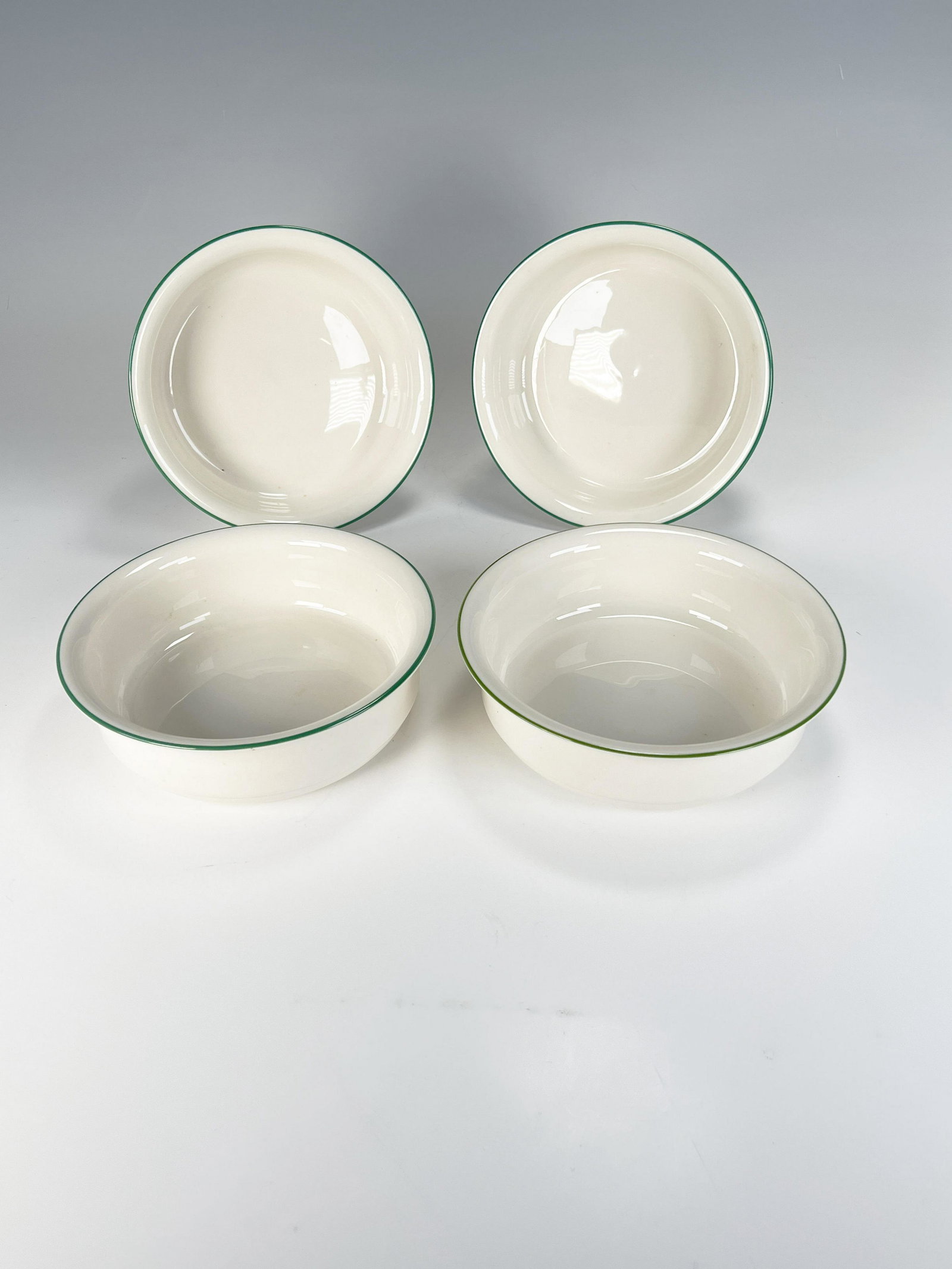 FOUR LENOX CHINASTONE BOWLS: FOUR LENOX CHINASTONE BOWLS With thin green border around rim. Marked Lenox Chinastone 6 1/4" X 2" Shipping:
