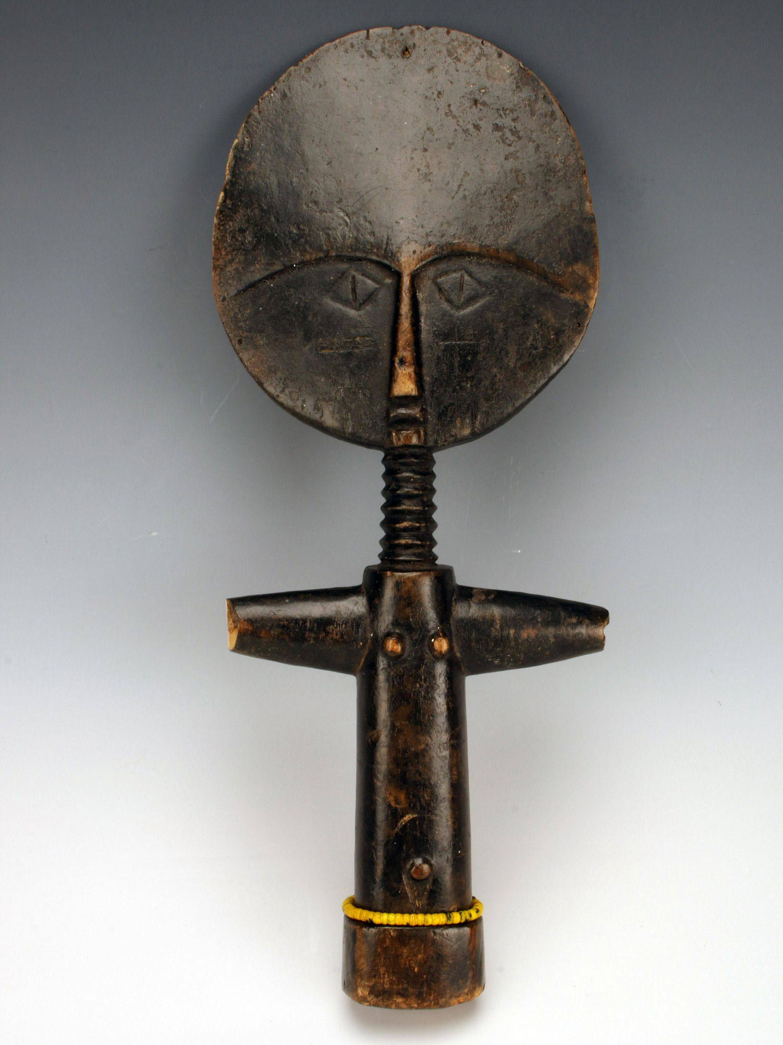 WOODEN CARVED MALE FERTILITY DOLL WITH BEADS (1 of 6)