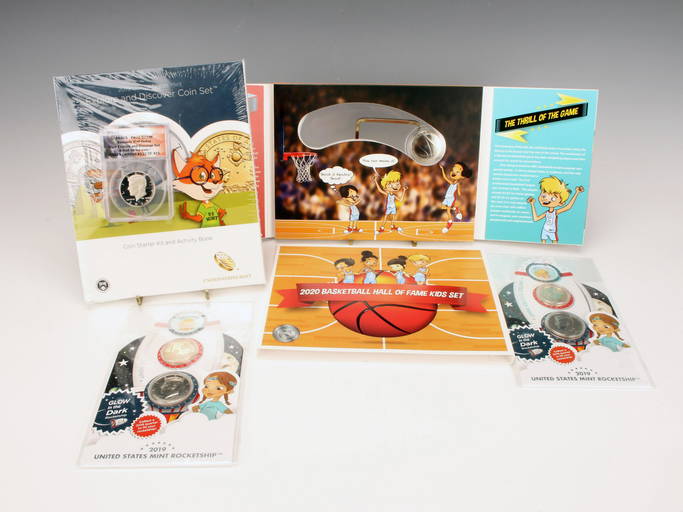 Collection Of Children's Coin Collecting Kits Jfk First Strike