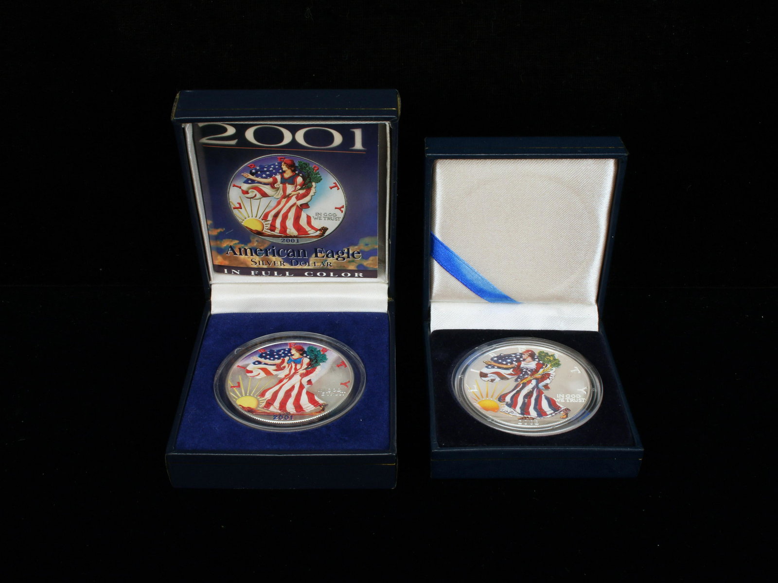 TWO IN FULL COLOR SILVER EAGLE DOLLARS COA (1 of 6)