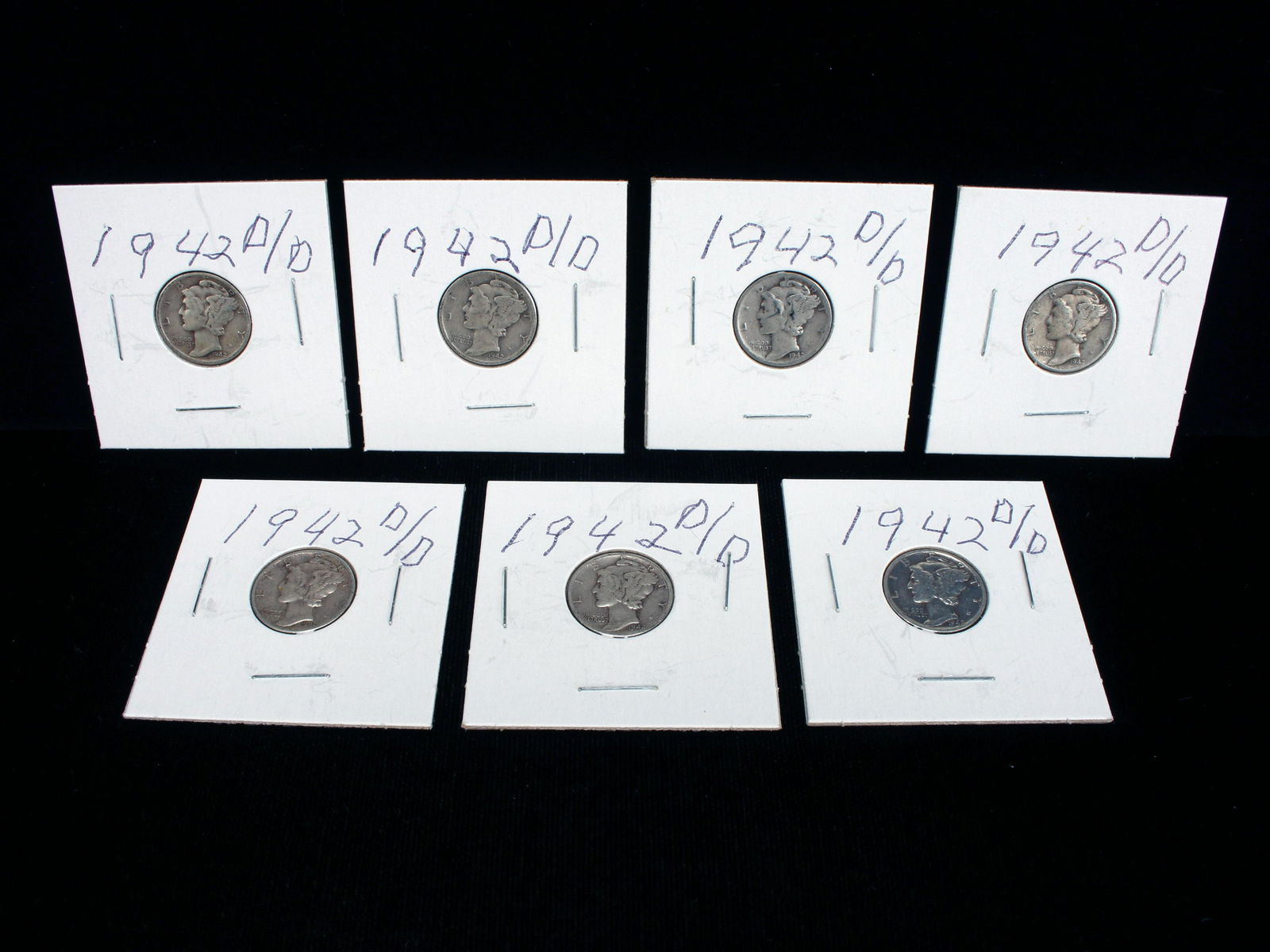 7 1942 MERCURY DIMES COINS (1 of 10)